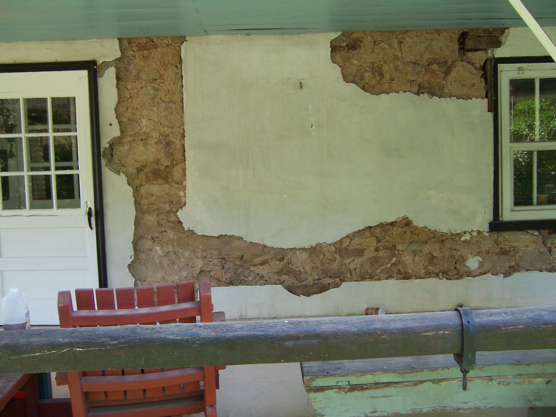 Farmhouse stone repointing, before